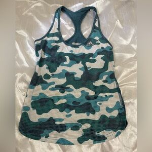 Adidas Teal and Gray Camouflage Tank Top